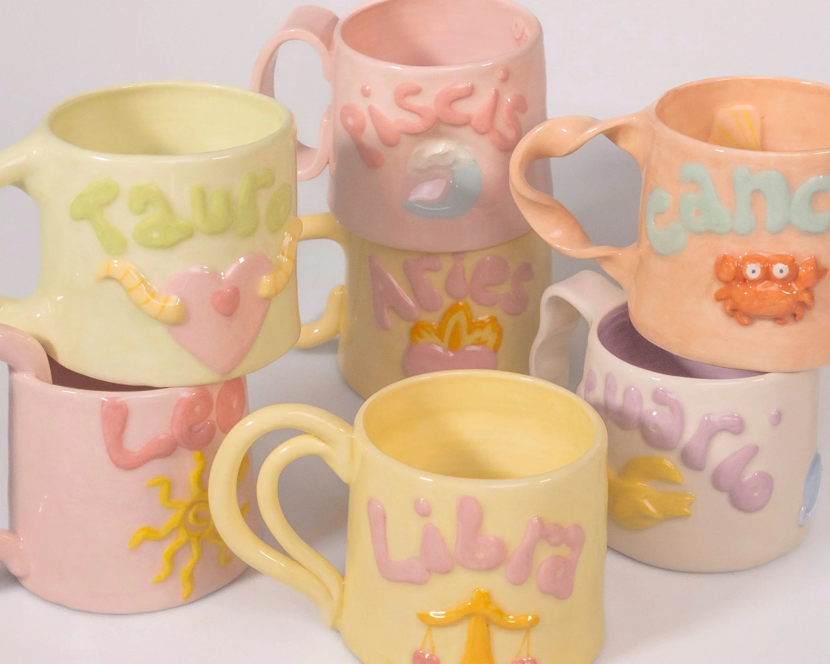 Tazas de cerámica artesanales, colección horóscopos con la nueva taza Libra y Virgo