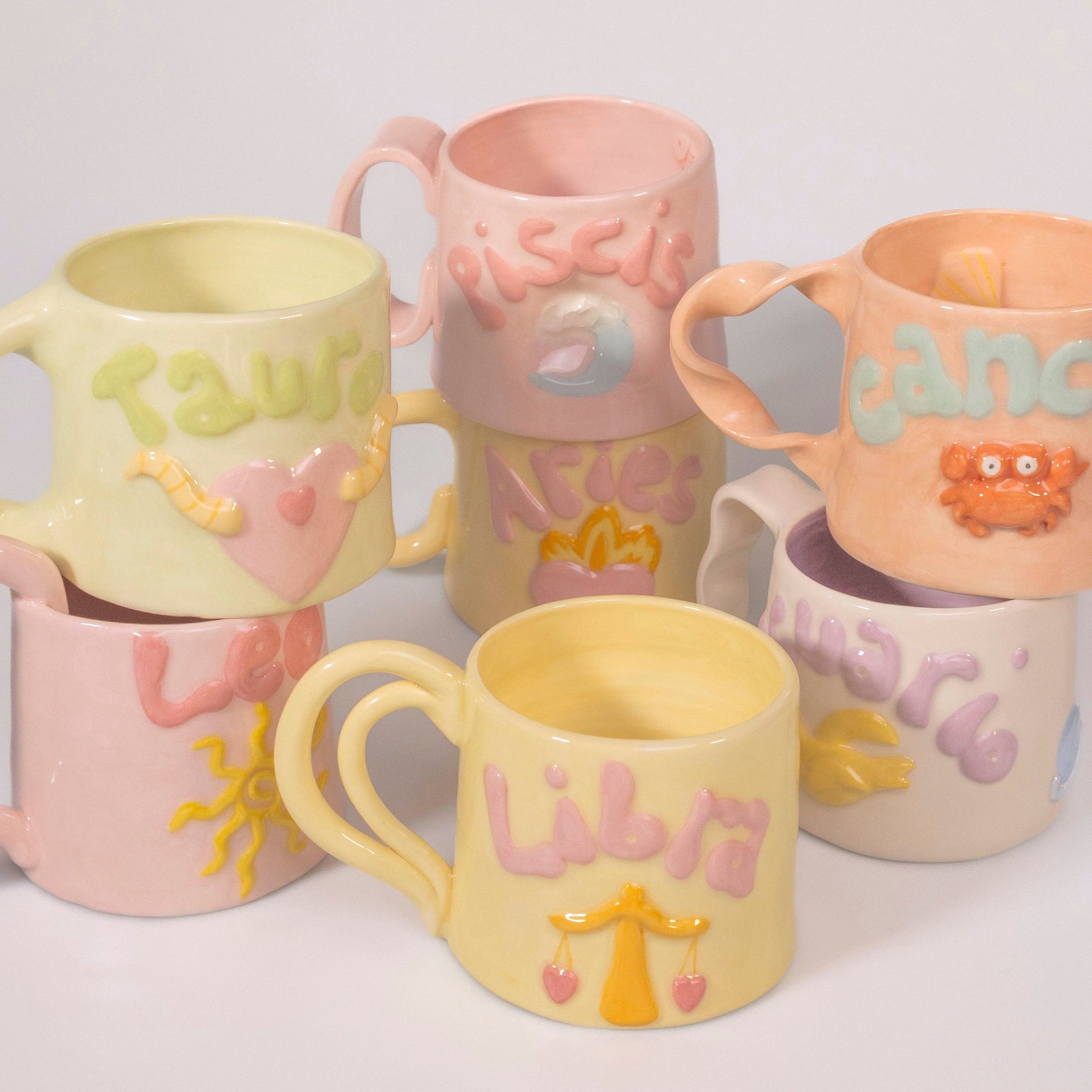 Tazas de cerámica artesanales, colección horóscopos con la nueva taza Libra y Virgo