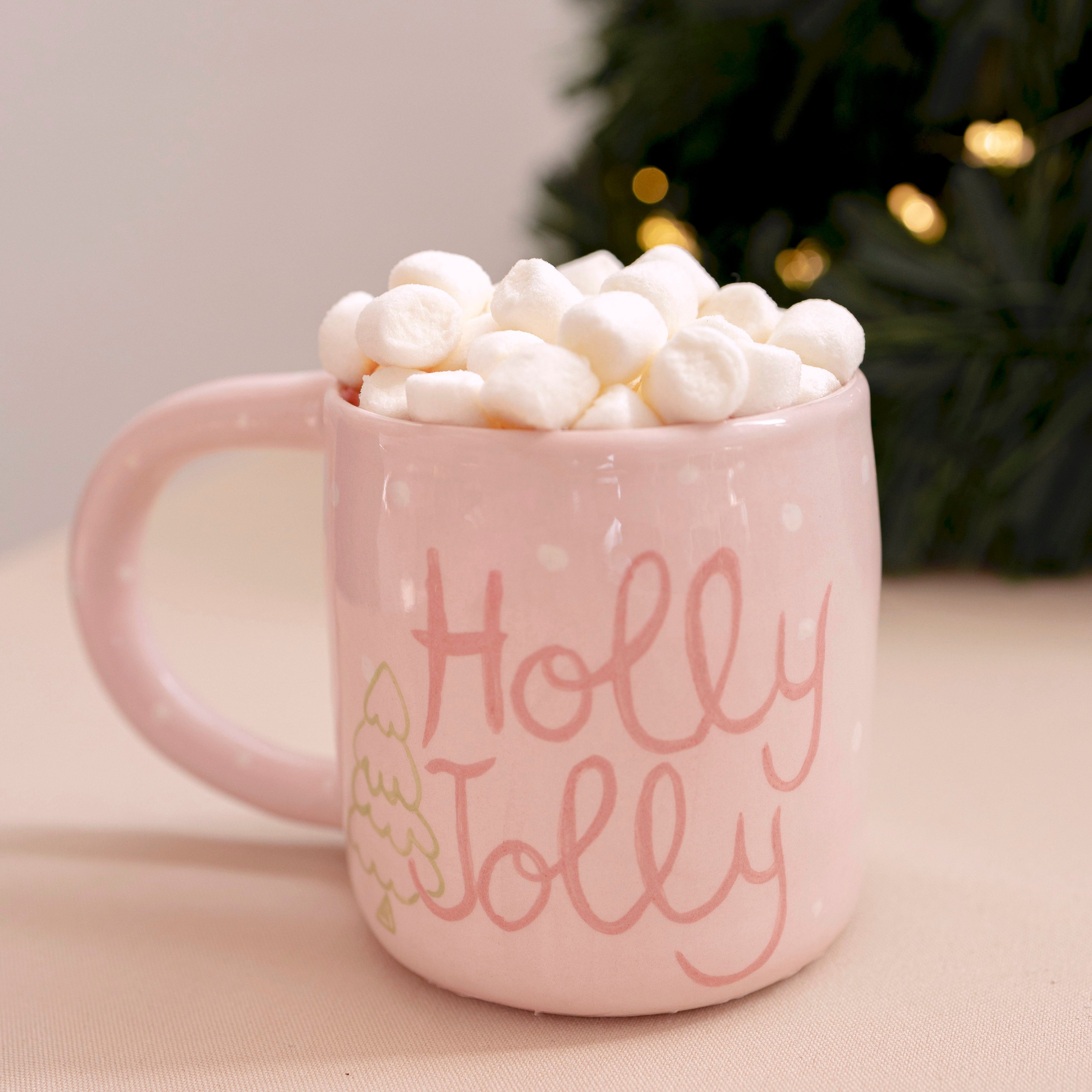 Taza de cerámica  Holly Jolly, hecha mano