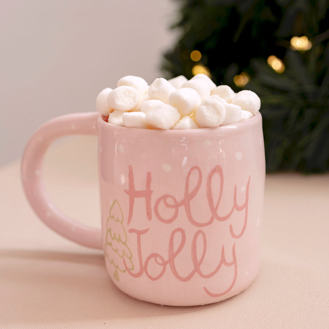 Taza de cerámica  Holly Jolly, hecha mano