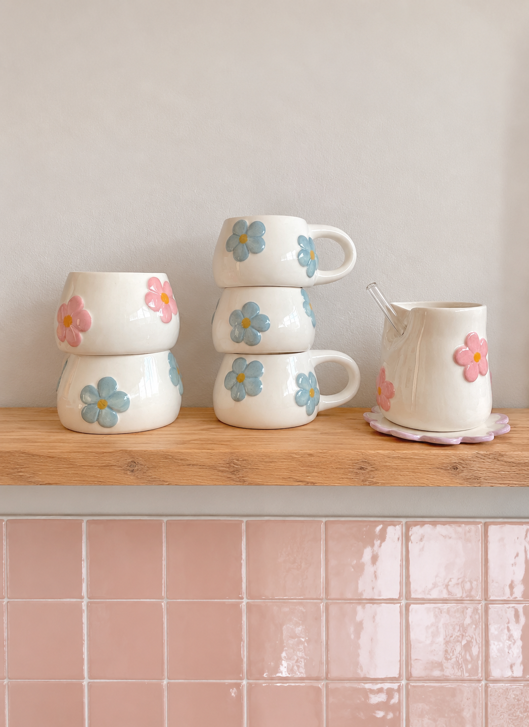 Tazas de cerámica originales: flores, color y diseños diferentes
