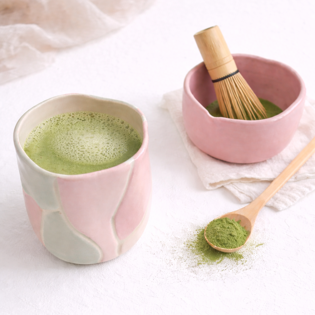 set matcha de cerámica hecho a mano 