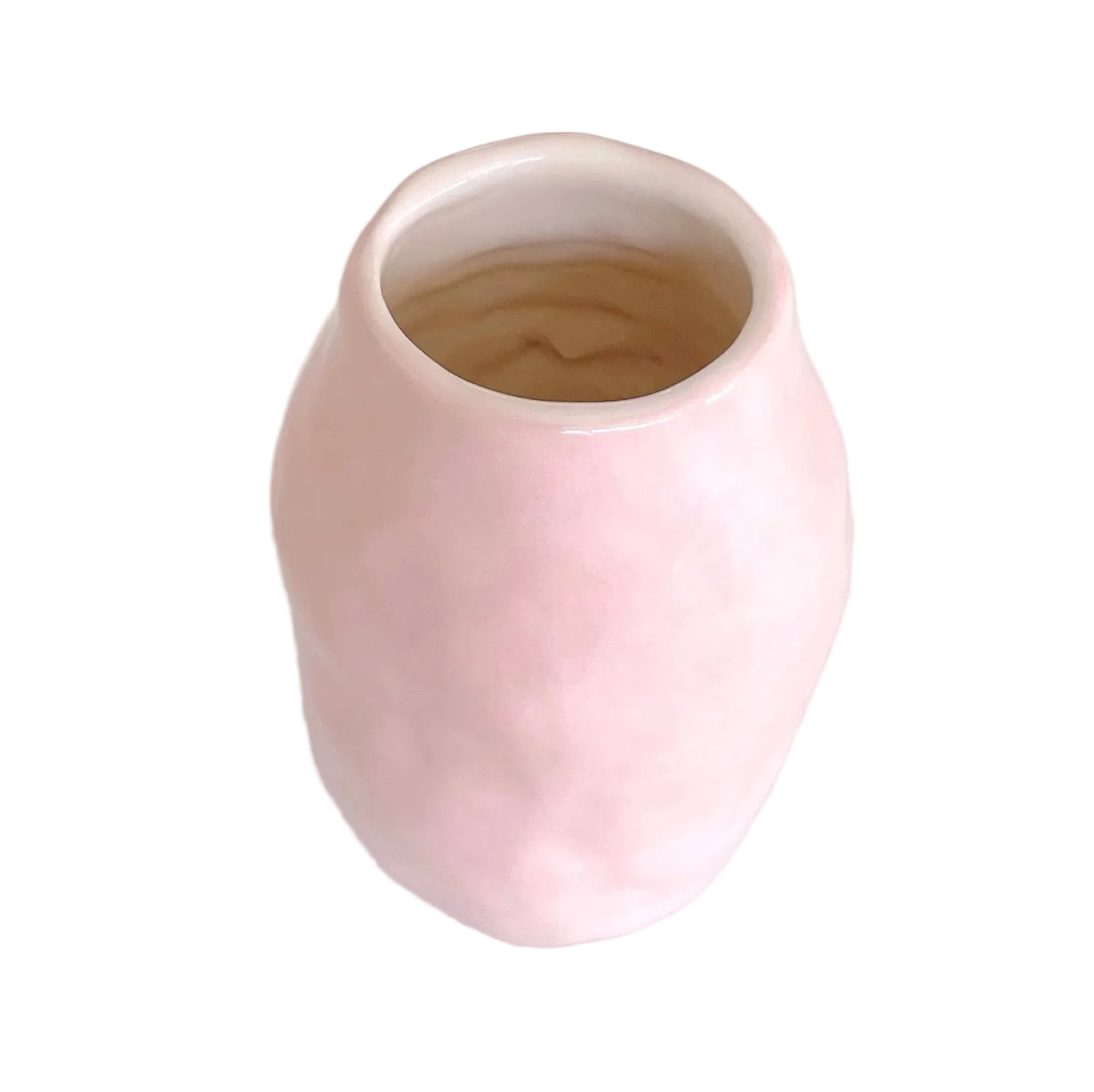 Jarrón de cerámica rosa pastel hecho a mano 