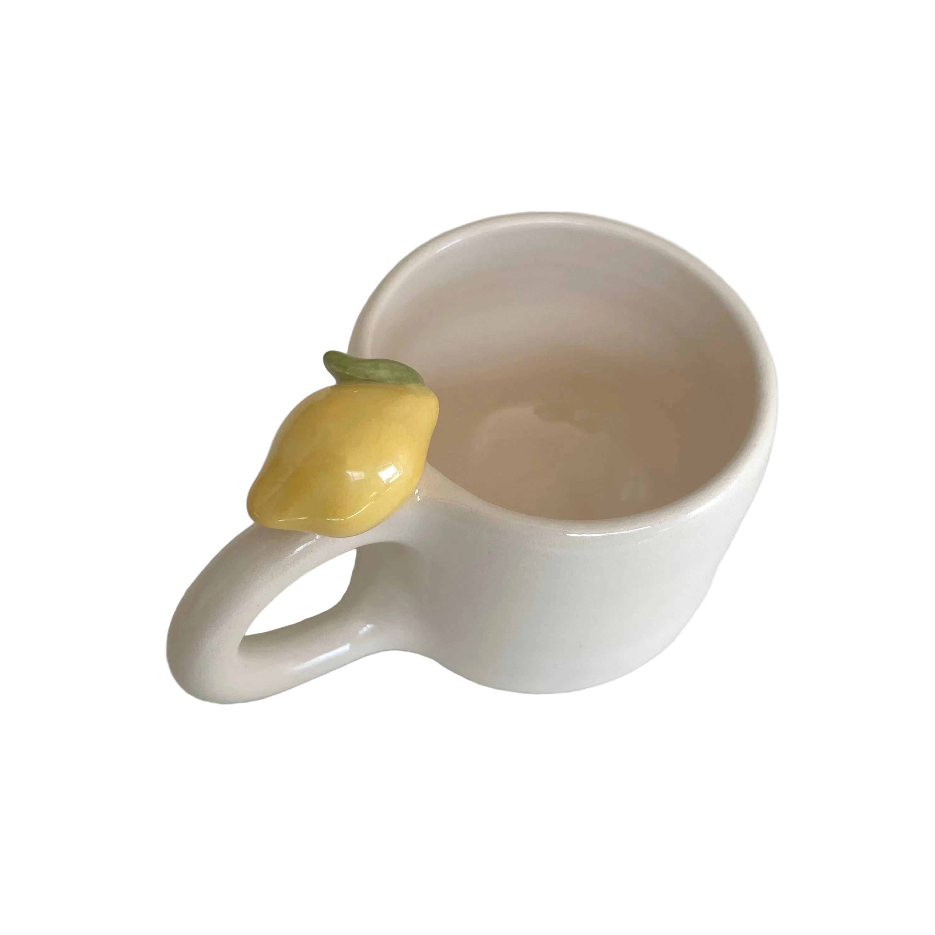 taza espresso con limon en el asa de cerámica hecha a mano por Pipa and happy