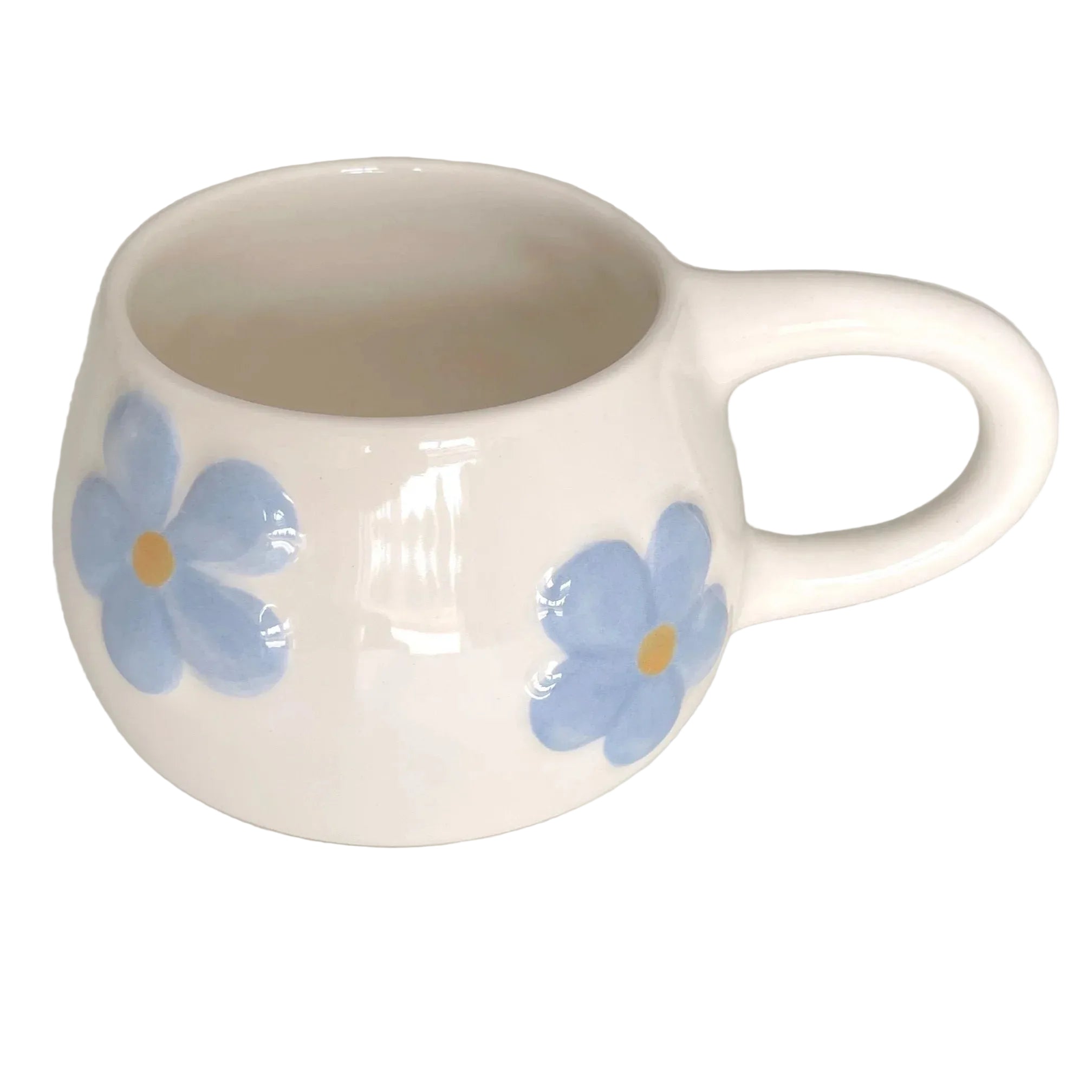 Taza de cerámica con relieve de flores en azul pastel Pipa and Happy