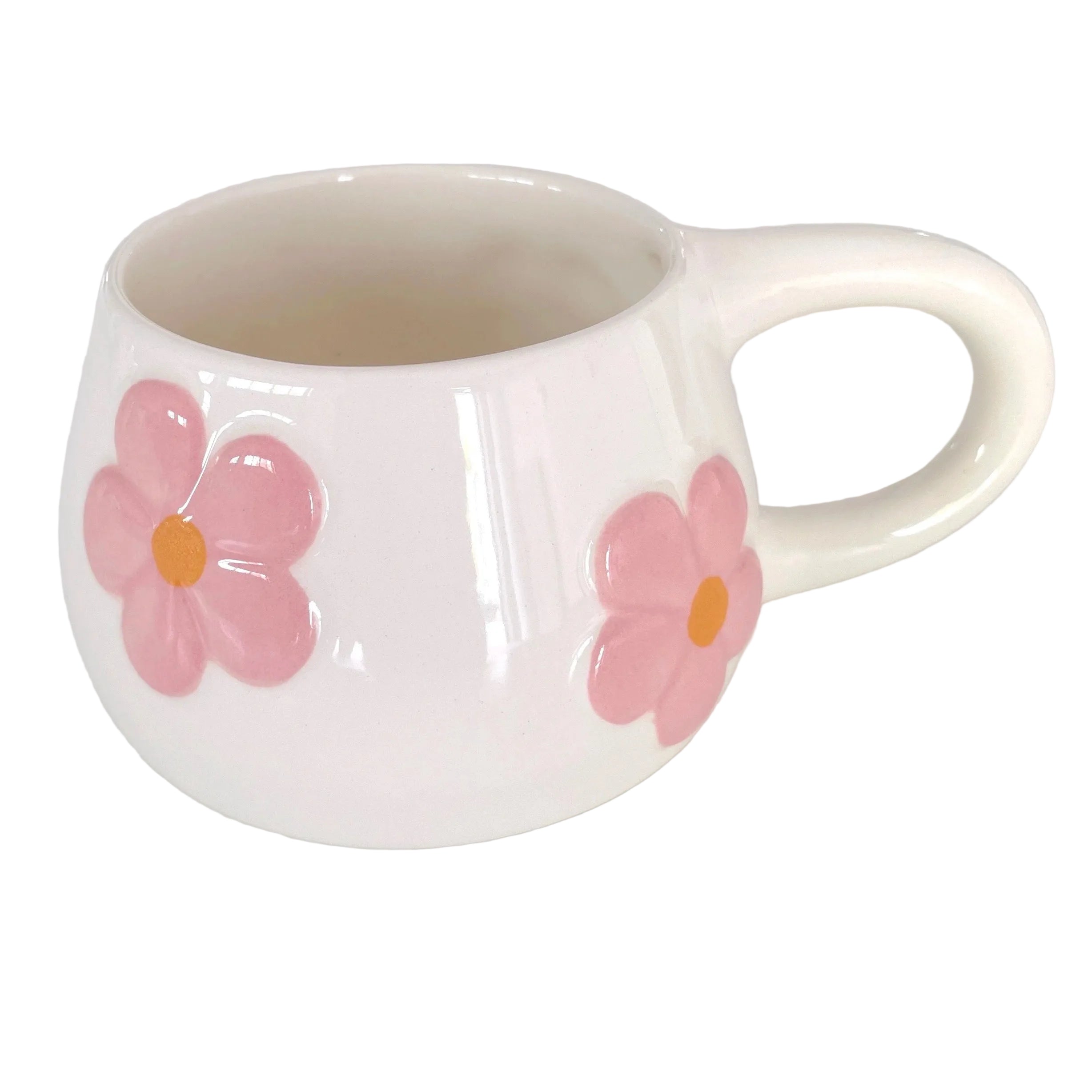 Taza de cerámica con relieve de flores en rosa pastel Pipa and Happy