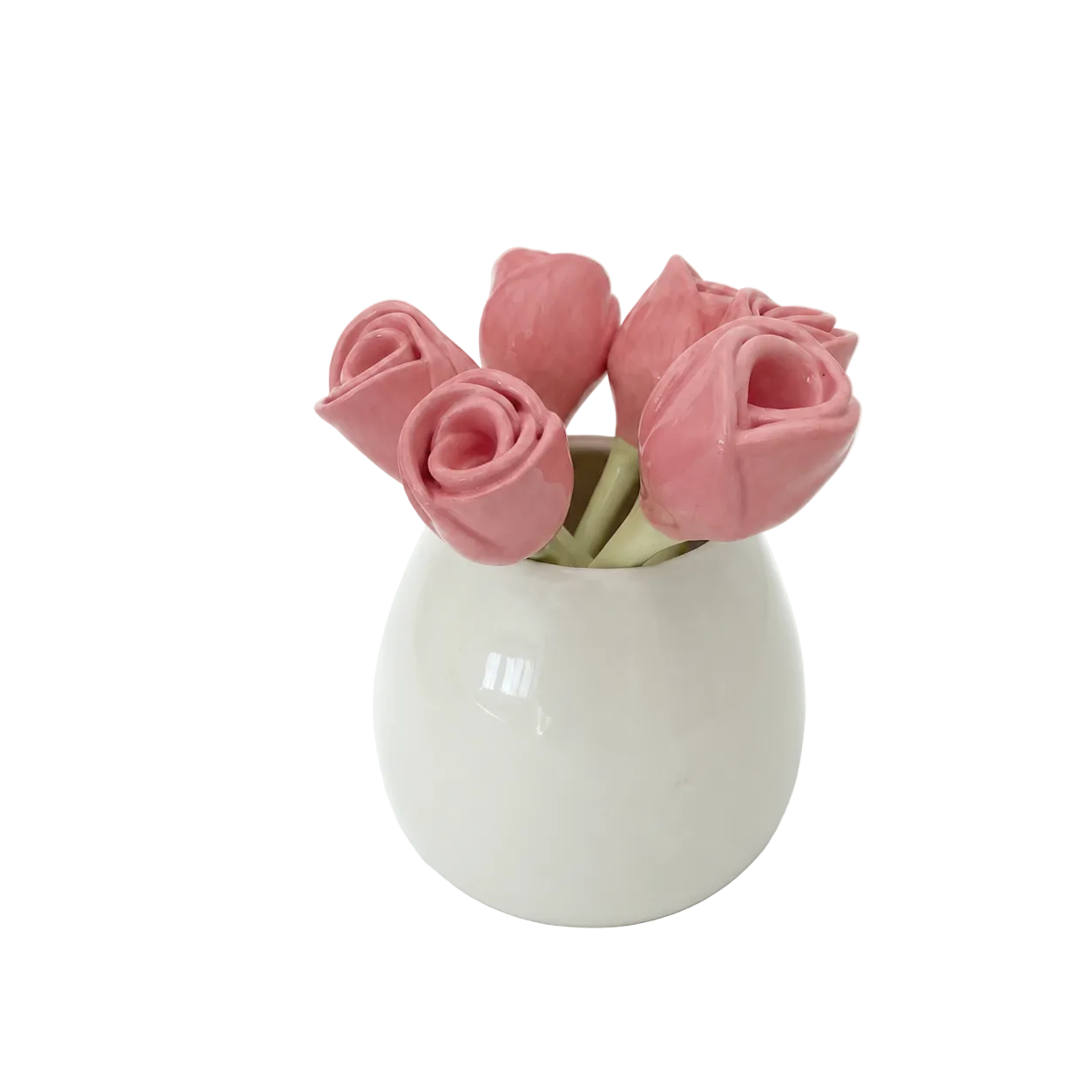 set para regalo de jarron de cerámica con rosas hechas a mano de pipa and happy 