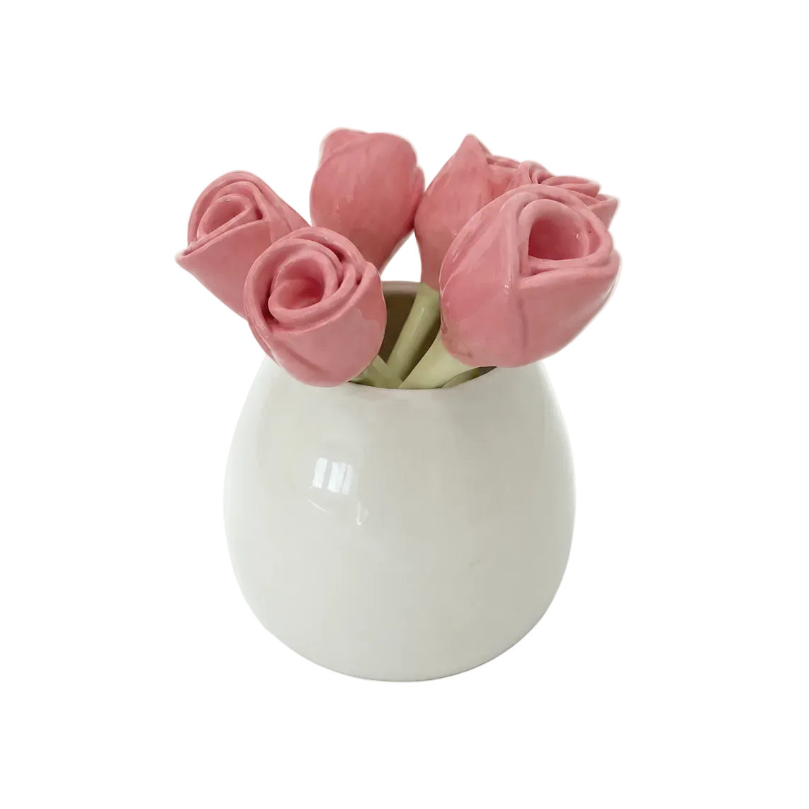 set para regalo de jarron de cerámica con rosas hechas a mano de pipa and happy 