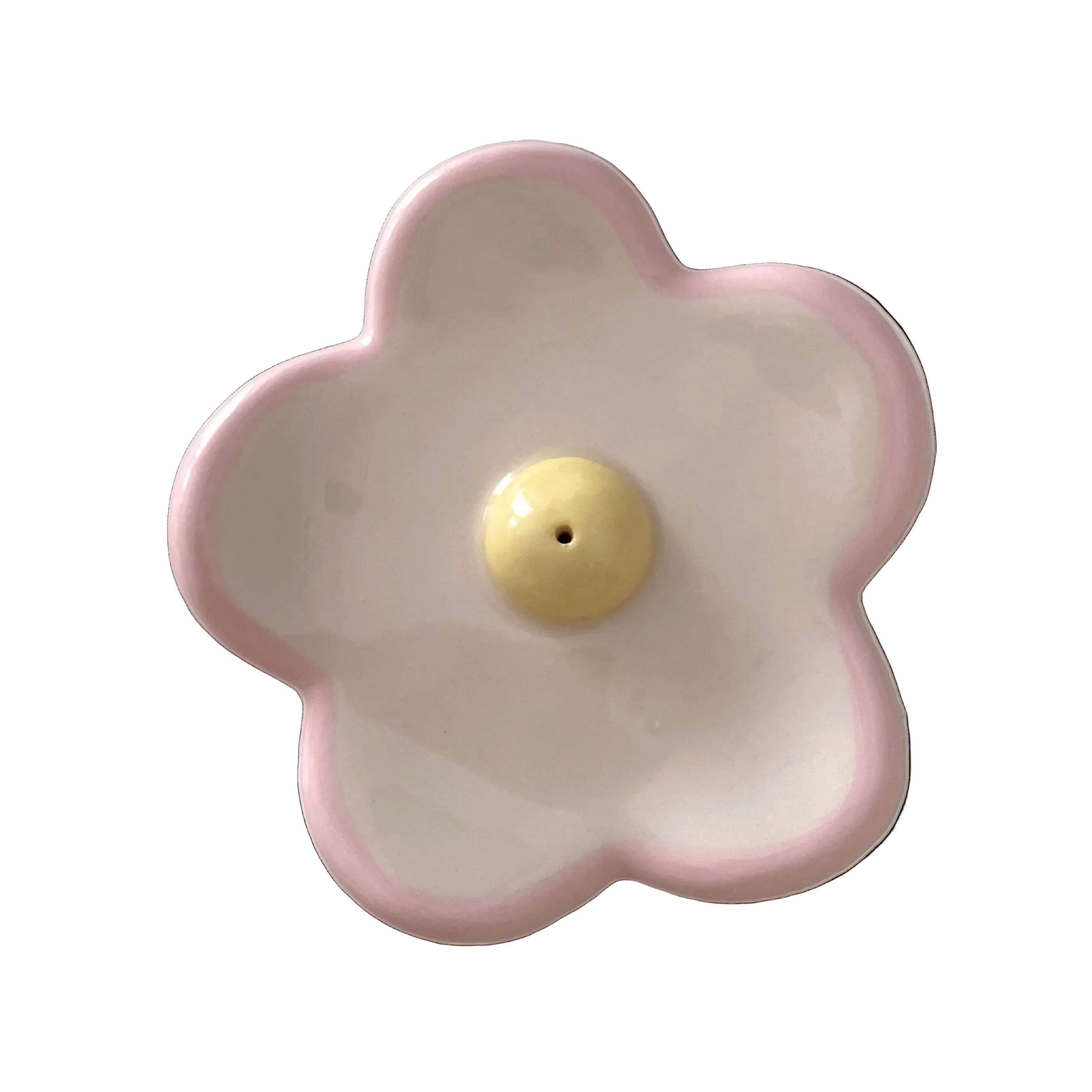 porta incienso con forma de flor en rosa pastel
