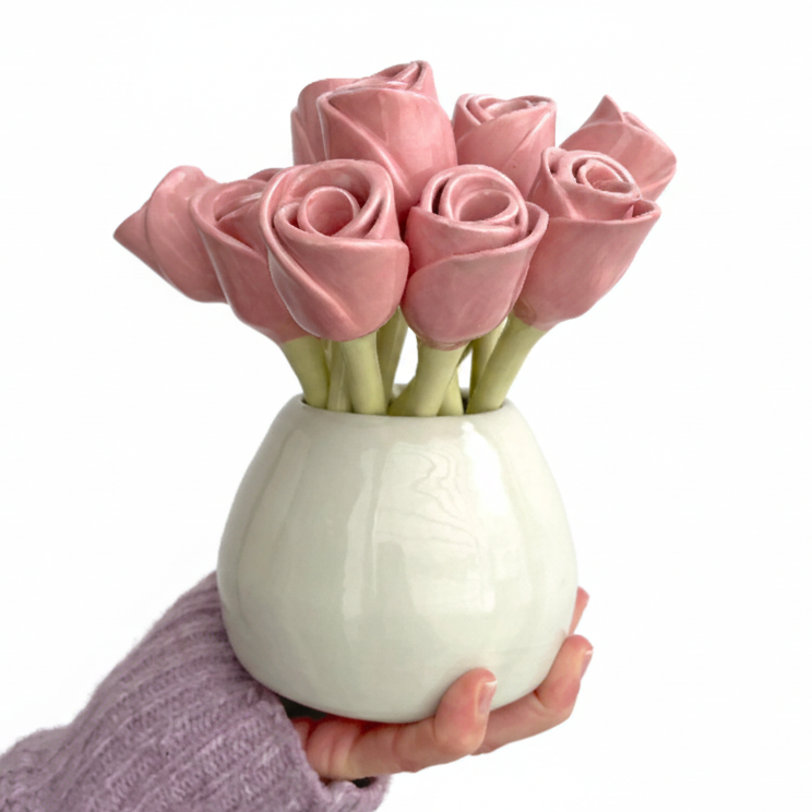ramo de rosas de cerámica