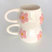 set de dos tazas de cerámica con flores rosa pastel perfecta para regalo 