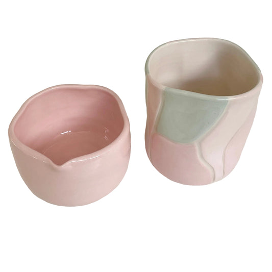 set para té matcha con vaso y bowl, de cerámica hecho a mano 