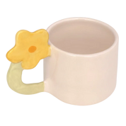 taza espresso de ceramica con asa de flor en color amarillo