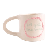 taza de cerámica hecha a mano con texto Hot girls read boos de Pipa and Happy